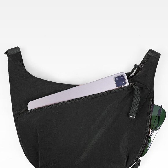 Nylon Crescent Crossbody Bags for Women, Checkered Crossbody Bag Lightweight Mul - Picture 4 of 6